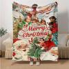 1Pc Vintage Christmas Greetings Blanket Soft And Comfortable Casual Warm Camping Travel Christmas Halloween Gift M921369