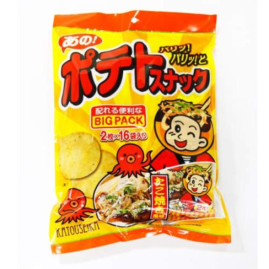 Kato Seika Картофельные снеки со вкусом Такояки, большая упаковка, 16 пакетов