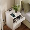 Nightstand, Bedside Table with Charging Function, Bedroom Cabinet with USB & Socket, 33x40x61.5cm, Light Wood Look, Including Trash Can