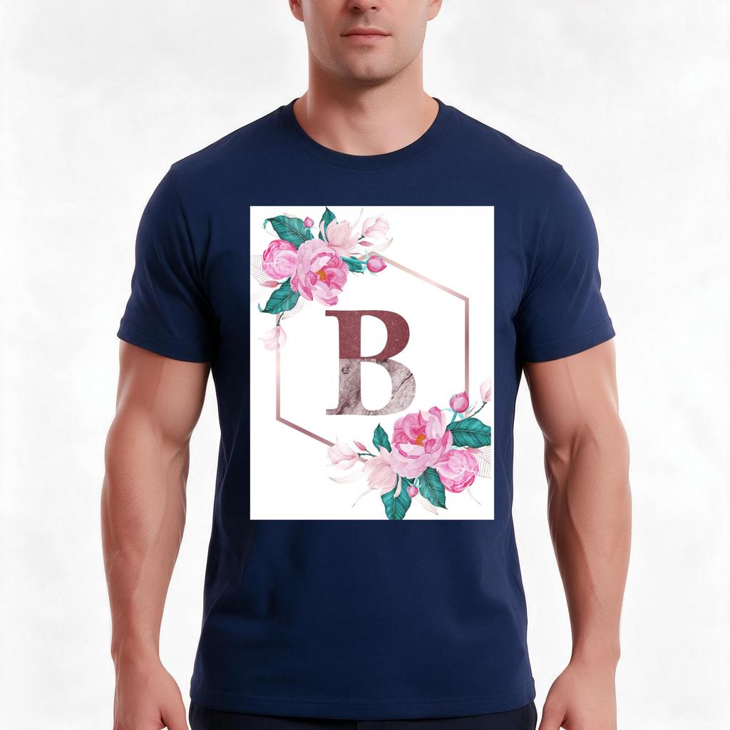 Alphabet B Letter B Illustration Design Tshirt Summer Casual Cotton Tee Oversized Streetwear Tops Vintage Graphic Print