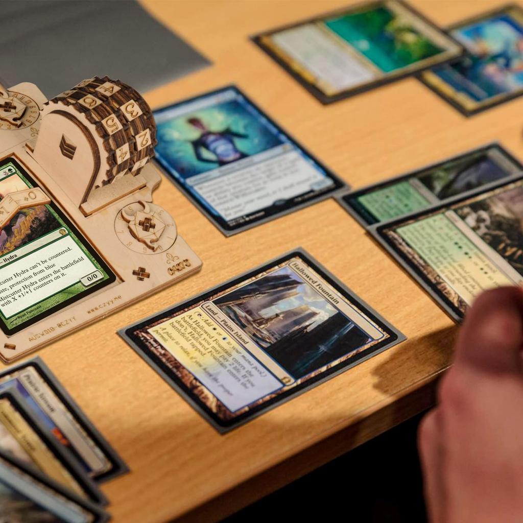 Commander EDH Command Zone Tray with Life Counter, Wooden, Compatible with Magic the Gathering (MTG)