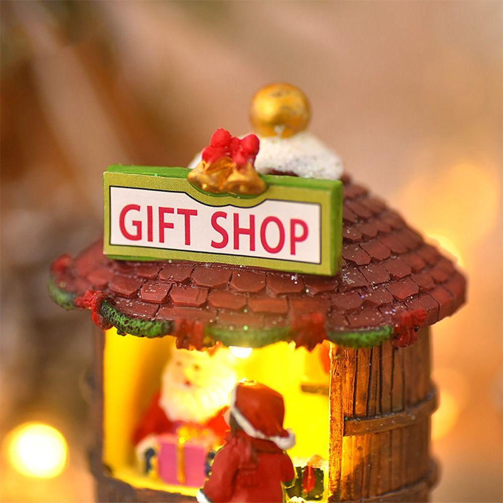 Resin Christmas Luminous House Colorful Christmas Night Lights 2024 Xmas Resin Houses Home Decor