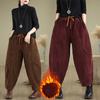 Women's Winter Thickened Vintage Corduroy Harem Pants Casual Warm Trousers