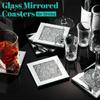 Creative Rhinestone Mirror Lighter Glass Cup Coaster Square Circular Cups Portable Mat Silver Luxury Wine Glasses Coffee Cup Decorative Mats