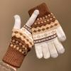 Red Winter Knitted Gloves Fair Island Style Women Cycling Mittens Gift Printed Wool Gloves  Autumn