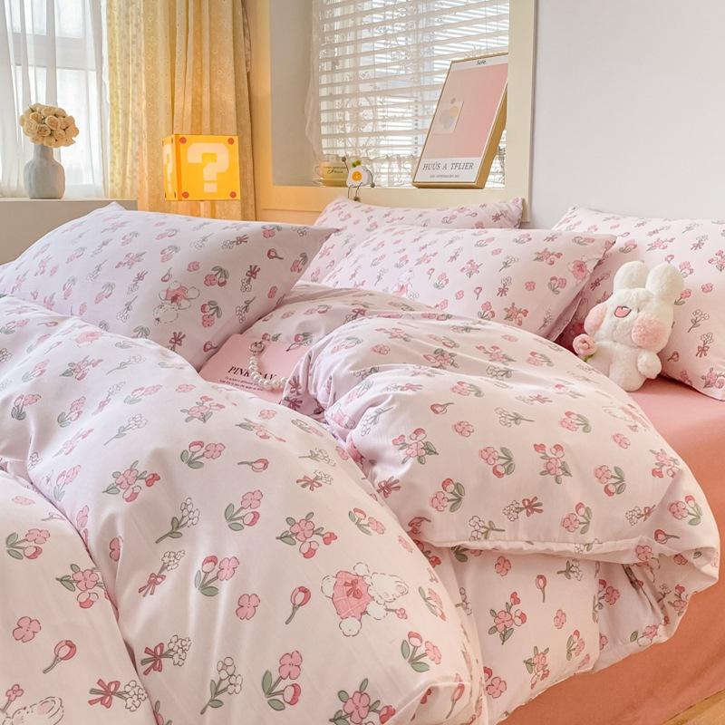 Маленький комплект из четырех предметов из свежевыстиранного хлопка, постельное белье, пододеяльник, комплект из трех предметов для односпальной кровати в общежитии