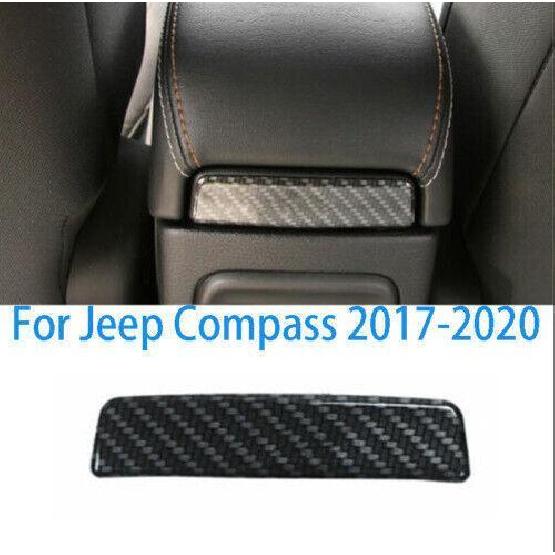 Подходит для Jeep Compass 2017- Отделка задней крышки бокса-подлокотника на консоли из углеродного волокна