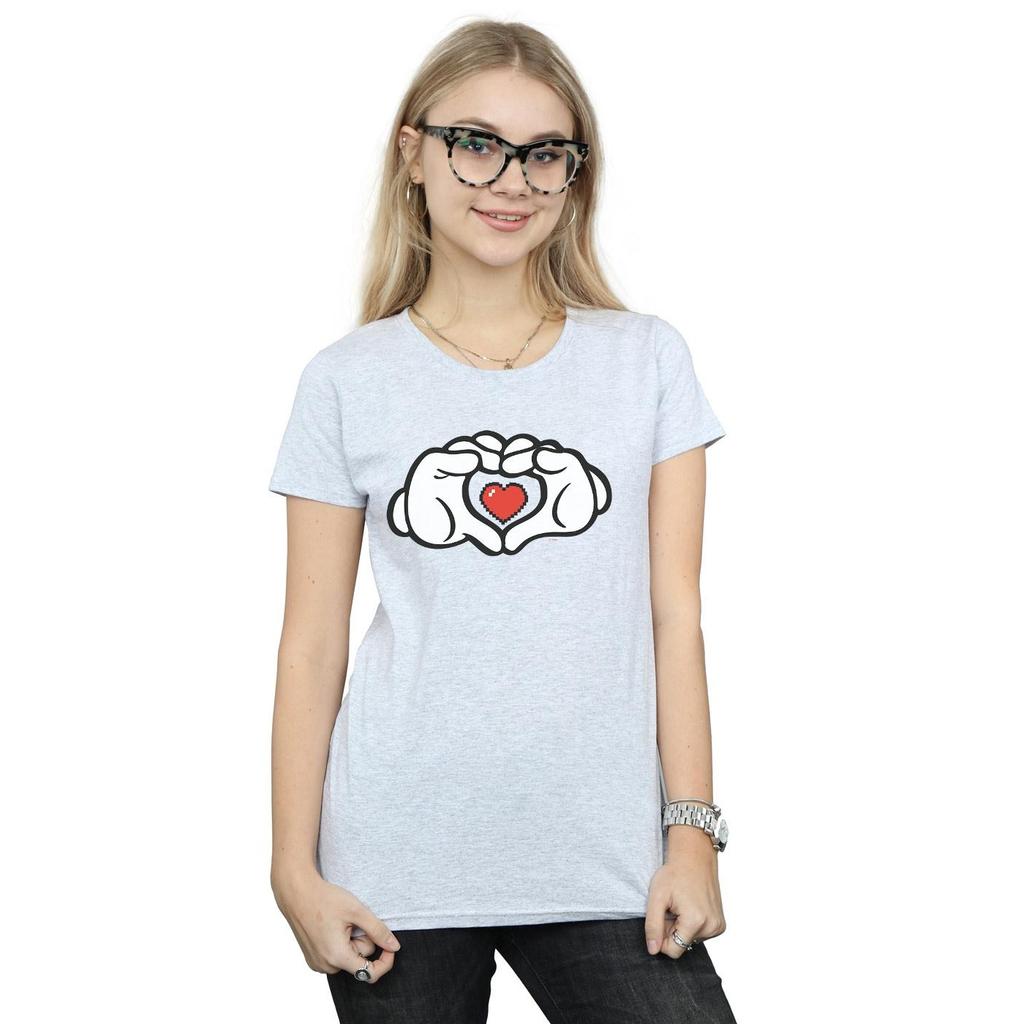Disney Womens/Ladies Mickey Mouse Heart Hands Cotton T-Shirt