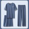 Men's Short-sleeved Trousers Thin Summer Plus Size Three-piece Pajamas Home Wear