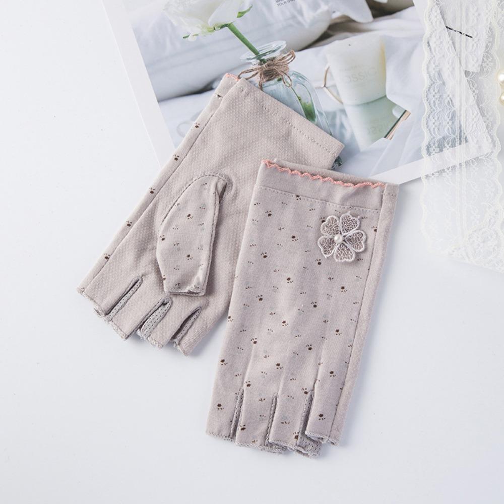 Anti-slip Women Half-finger Gloves Cotton Sunscreen Gloves Fashion Cycling Gloves for Cycling