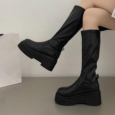 Осенняя и зимняя обувь Женские сапоги выше колена Spice Girl — стройные, а эластичные сапоги на толстой подошве — высокие и удобные.
