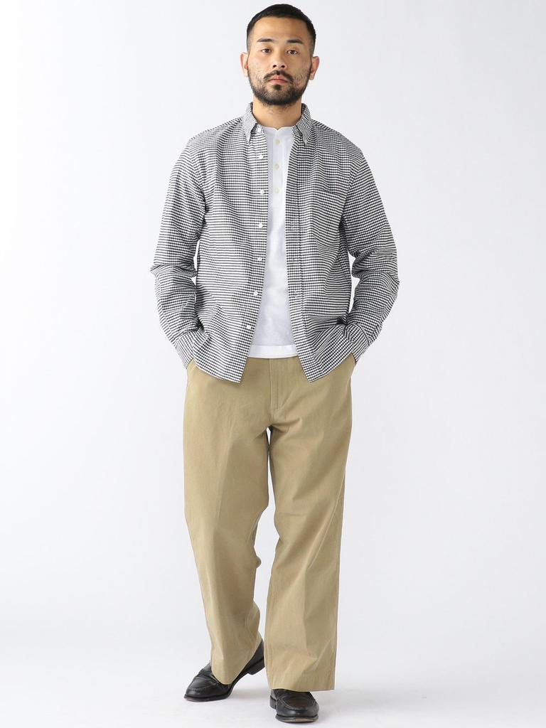 Рубашка Oxford Gingham Check Shirt Button Down Shirt BLACK S 38110077139 [Beams Plus] L/S Мужская