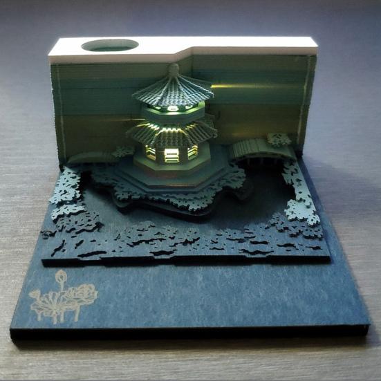 1 комплект, еженедельный календарь, креативный 3D календарь-замок со светодиодной подсветкой, резьба по бумаге, художественный настольный календарь для украшения дома