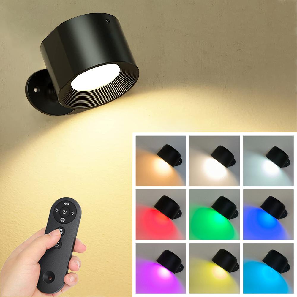 Led Wall Lamp Touch Remote Control IR 360 Rotatable USB Recharge Wireless Portable Night Light For Bedside Bedroom Reading Lamp