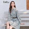 Женское клетчатое хлопковое платье-рубашка Betu в винтажном стиле