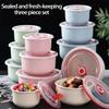 Экологичный набор мисок из пшеничной соломы: Набор из 3 контейнеров для хранения продуктов с крышками, подходит для микроволновой печи для разогрева, идеально подходит для использования в холодильнике