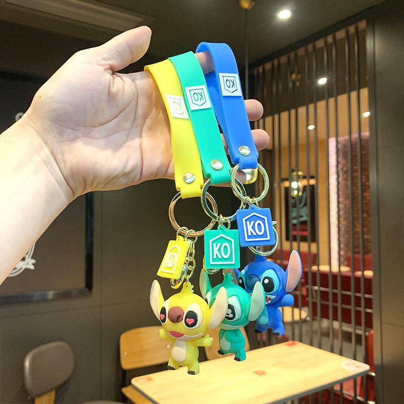 Adorable Cartoon Stitch Keychain Soft Silicone Couple Bag Charm For Car Keys