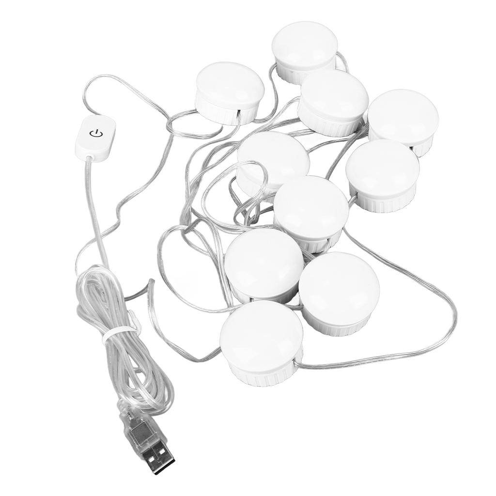 LED Mirror Light 5 Level Brightness Adjustment Touch Switch 10 Bulbs White Light Mirror Lamp with