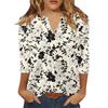 Жен. Футболка С принтом Пуговицы Рукав 3/4 Повседневные Выходные Мода Классический Классический V-образный вырез Обычный Верх