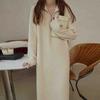 Half-zipper High-necked Long Knitted Sweater Skirt Women's Autumn and Winter New Loose Casual Over-the-knee Dress