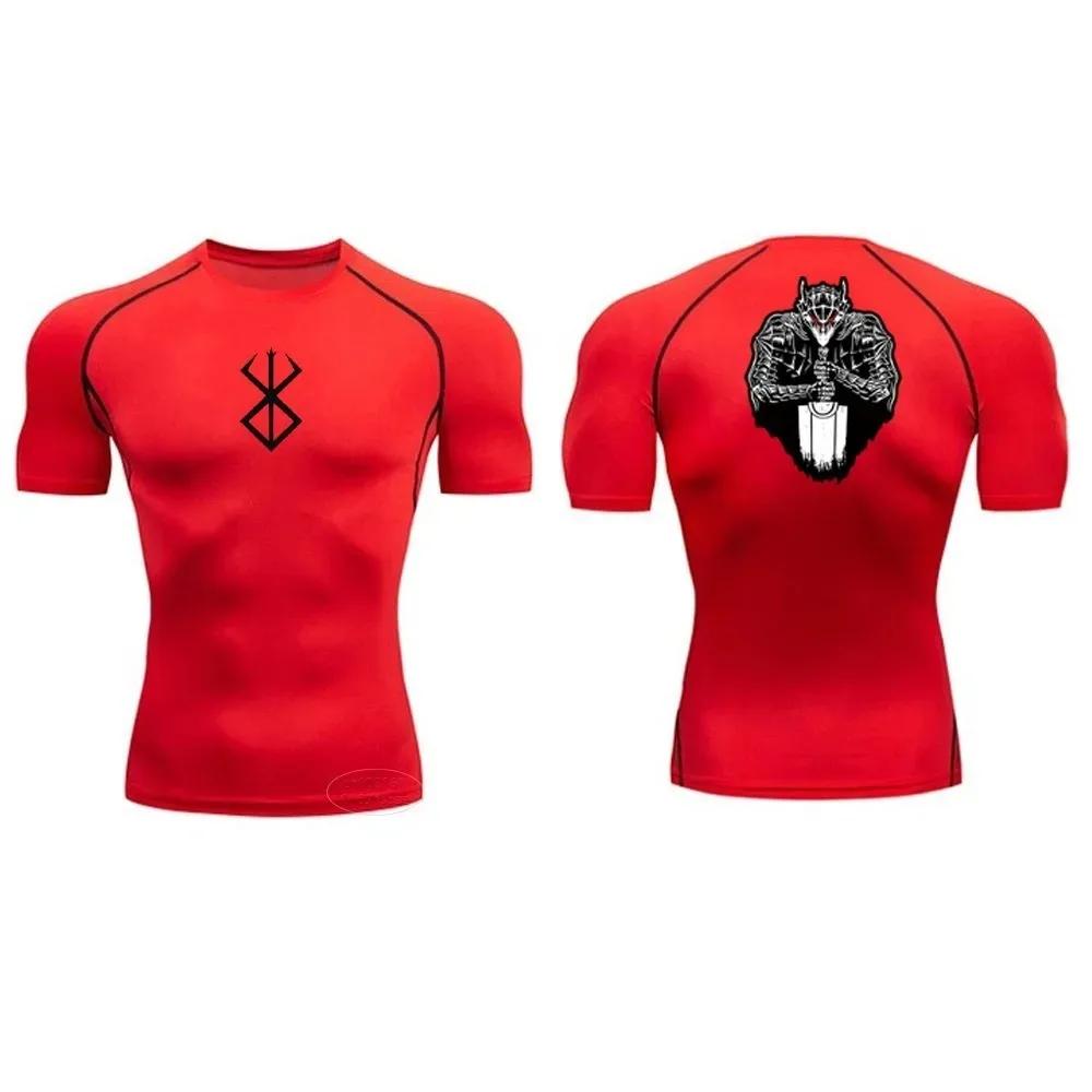 Jiu-Jitsu Cycling Short Sleeve Men's Sports Training Top Anime Print Compression Shirt Quick-Drying Breathable T-Shirt S-3XL