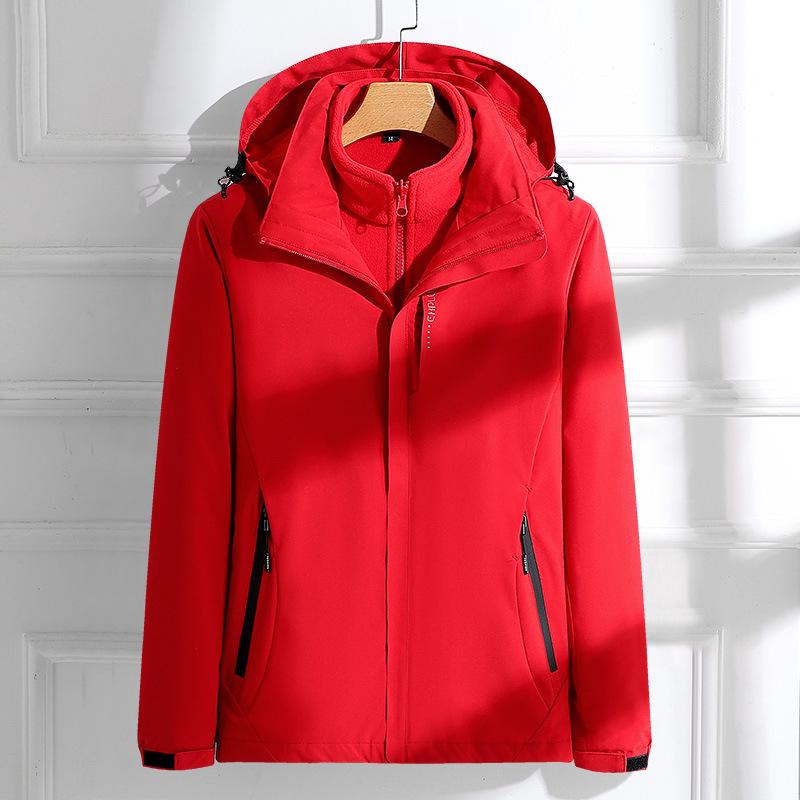 Couples' 3-in-1 Detachable Coat: Fleece-Lined, Windproof, Waterproof for Autumn/Winter Outdoor Adventures