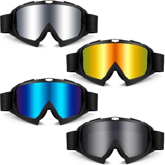 Tallew 4 Pack Dirt Bike Riding Goggle Motorcycle Goggle with off Road ATV UTV Anti Scratch for Men Women(Simple Color)