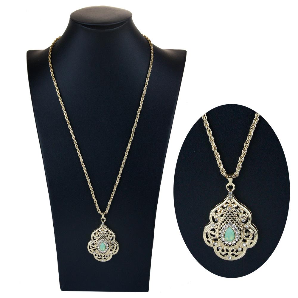 Arabic Gold Color Bridal Wedding Jewelry Set Mint Green Crystal Women Necklace Earring Bijoux Gift