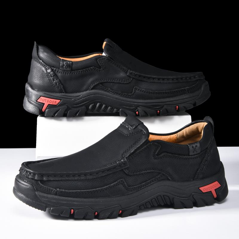 Мужская повседневная обувь ручной работы из кожи, формальные мужские лоферы, мокасины, нескользящие слипоны, балетки, уличная мужская обувь для хайкинга, трекинговая обувь