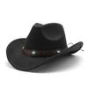 Простая шерстяная шляпа-цилиндр в стиле вестерн, черная, трендовая, универсальный пояс, мужская джазовая шляпа