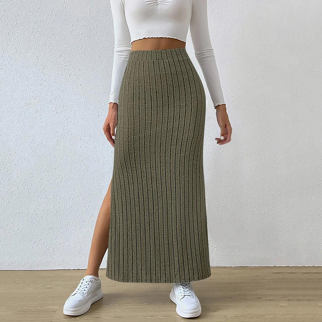 Новая летняя тонкая вязаная юбка с высокой талией и боковым разрезом для женских брюк