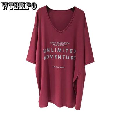 Женская футболка с короткими рукавами, большой размер, V-образный вырез, Свободная футболка с ключицей, Свободная повседневная футболка средней длины с рукавом «летучая мышь» с коротким рукавом