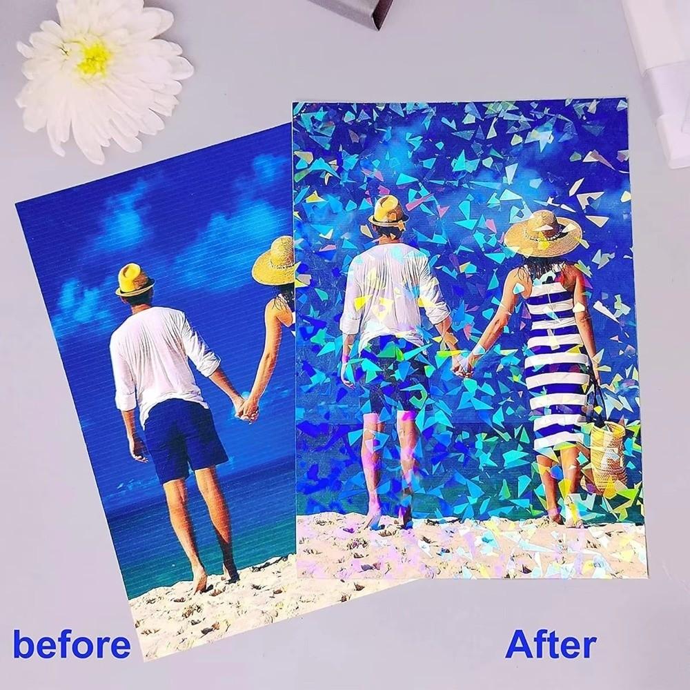5Pcs A4 Holographic Sticker Paper Waterproof Vinyl Sticker 6 Styles Laminating Sheets  Card Photo