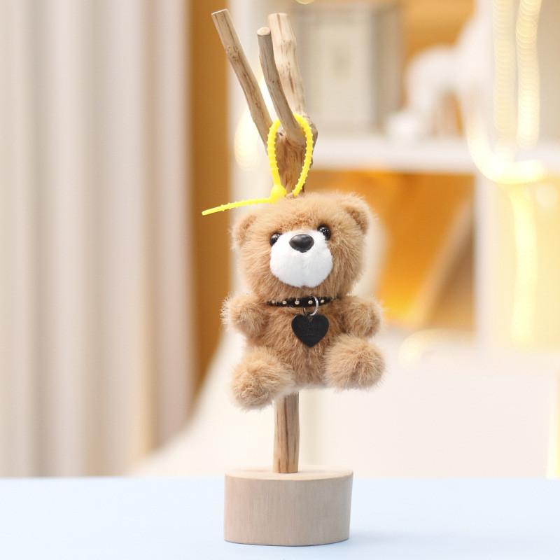 Cute Bear Stuffed Animal Plushie With Short Velvet Fur Keychain For Women Decor