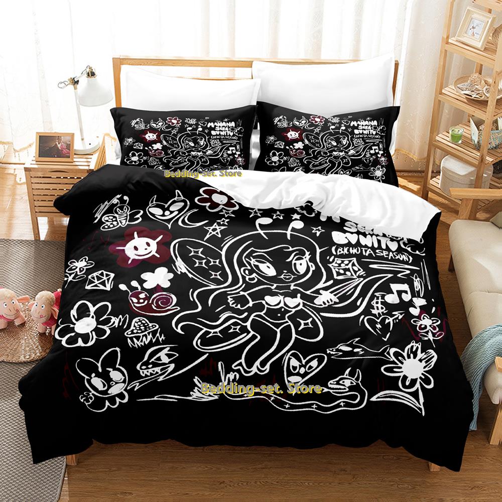 Karol G New Album Cover Manana Sera Bonito Bichota 2 Bedding Set Cartoon Anime three-piece Set Teenager Bedroom Duvetcover Sets