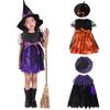 1 комплект, костюм для малышей с короткими рукавами, улучшающий атмосферу, полиэстер, платье для Хэллоуина для маленьких девочек с комплектом шляпы ведьмы для вечеринки
