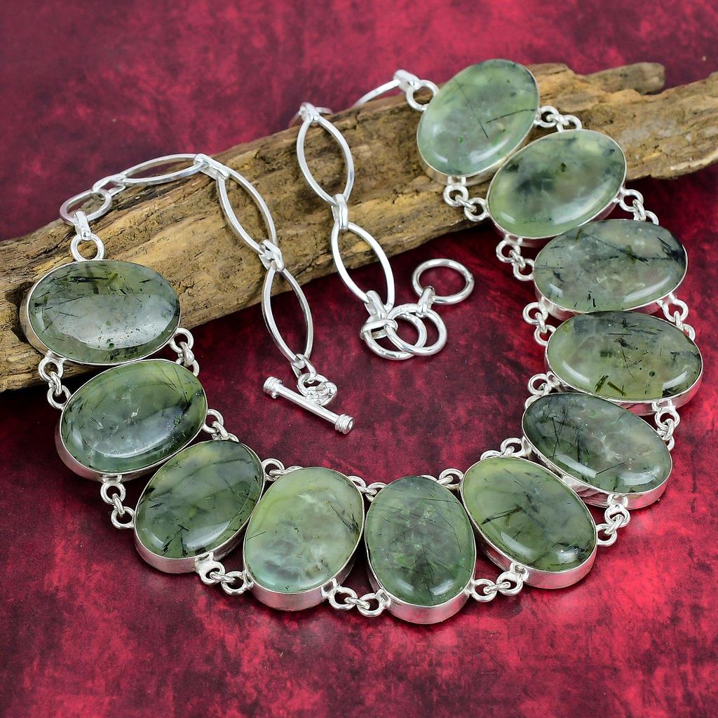 Prehnite Necklace Gemstone Jewelry, 925 Solid Sterling Silver Necklace, Adjustable Handmade Chain Necklace Gift For Wife Jewelry