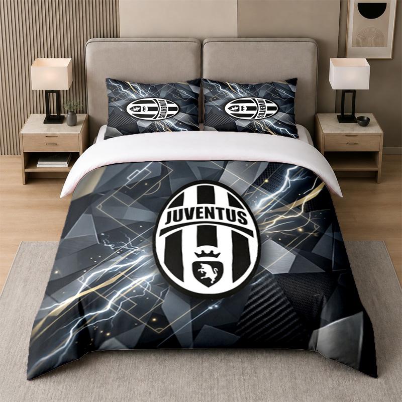 3 шт. Комплект постельного белья Juventus FC Мягкая простыня и две наволочки Декор для спальни дома