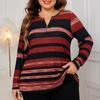 XL-4XL Women's Clothing Spring and Autumn New V-neck Shirt Plus Size Round Neck Striped Shirt Ladies Top