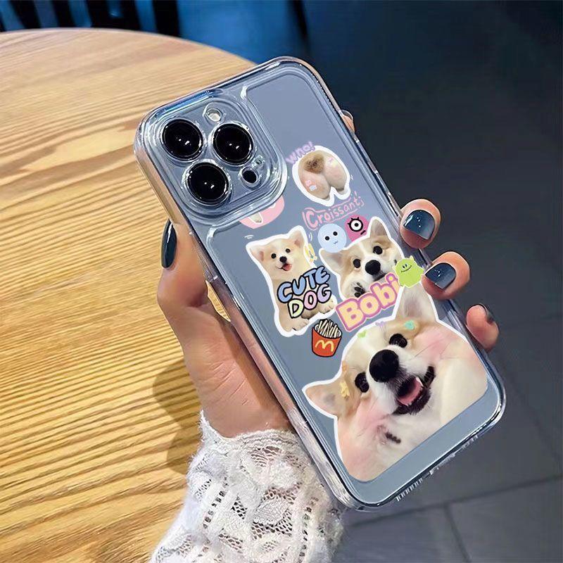 Милый коллаж из наклеек с корги Чехол для телефона для серий iPhone 17 16 15 14 13 12 11 16E Pro Max Plus Двойная защита