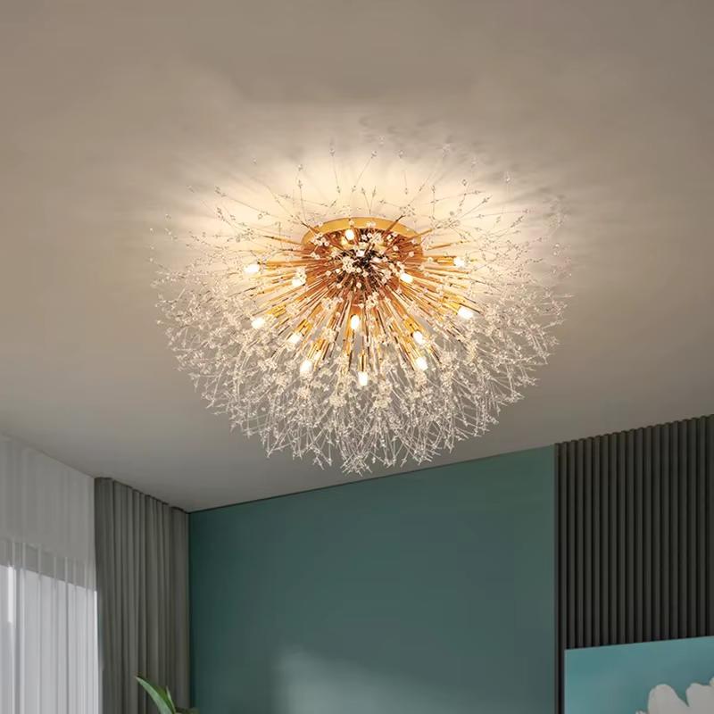 Nordic Modern Dandelion Ceiling Light Crystal Light Romantic Bedroom Dining Room Living Room Firefly Fireworks Lighting(bulb NOT Included)