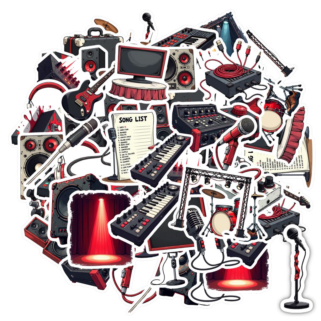 Rock Microphones Decals Cartoon Concerts Stationery Stickers Stickers For Laptop Fridge Phone