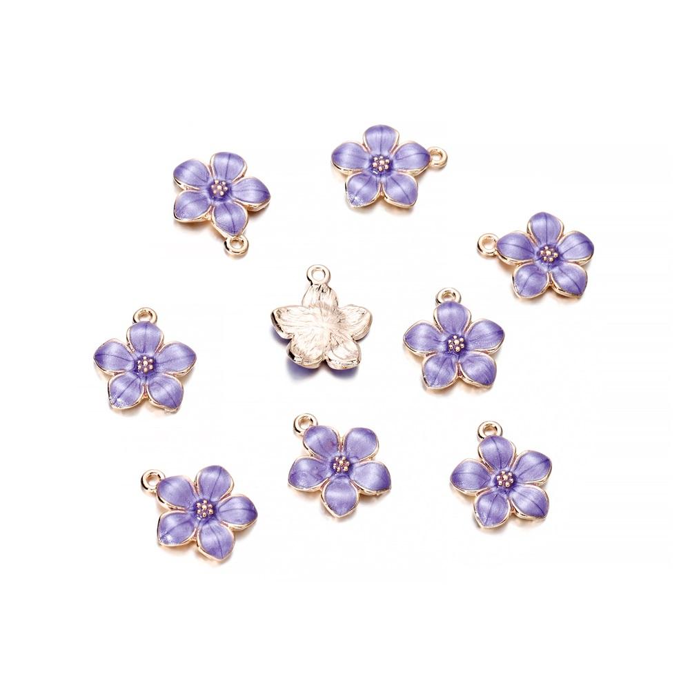 10Pcs/lot Mix Style Colorful Flower Pendants Enamel Metal Necklace Bracelet Charms For DIY Jewelry Making Supplies Accessories