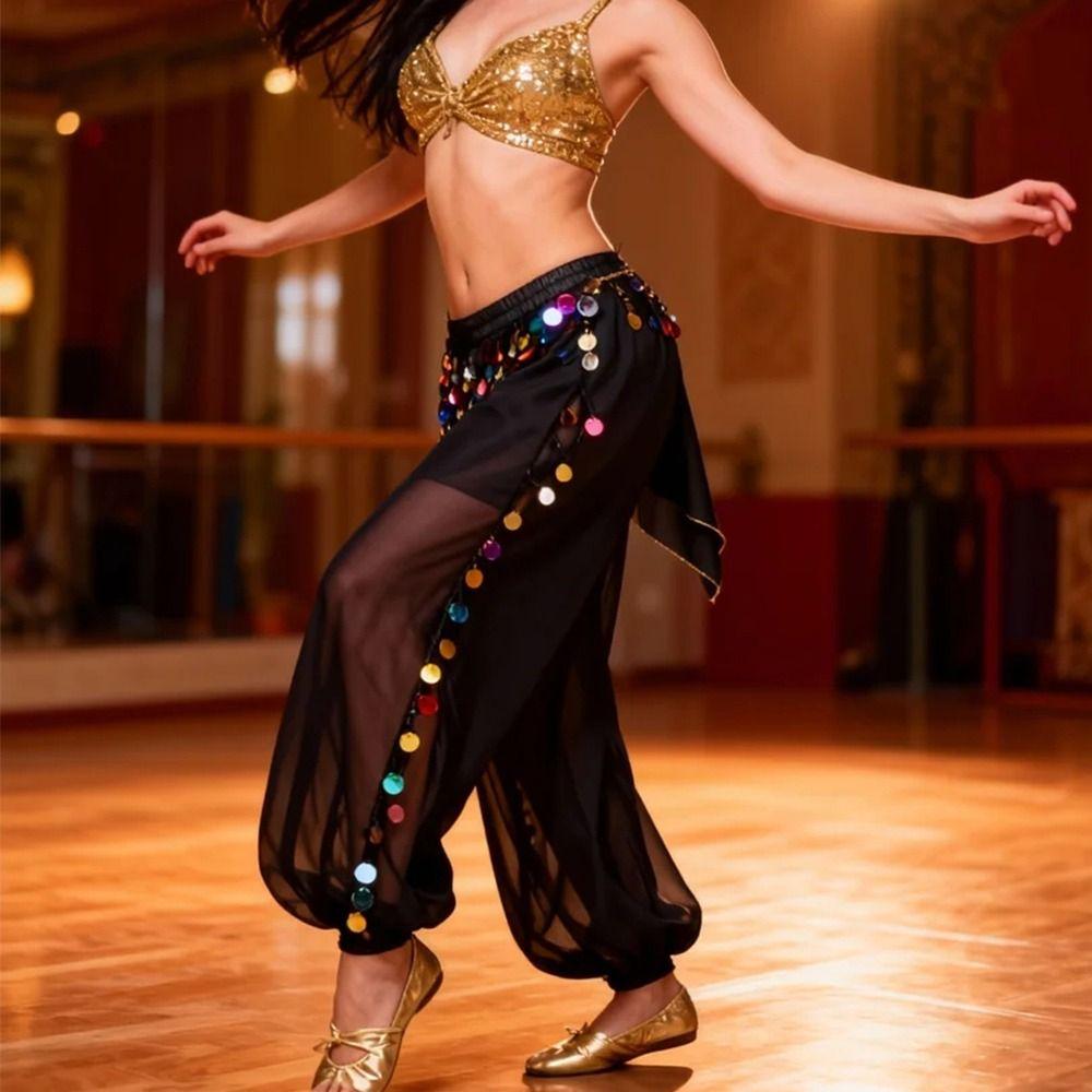 Sequin Belly Dance Pants Tassel Bloomers Fashion Show Costumes  Women