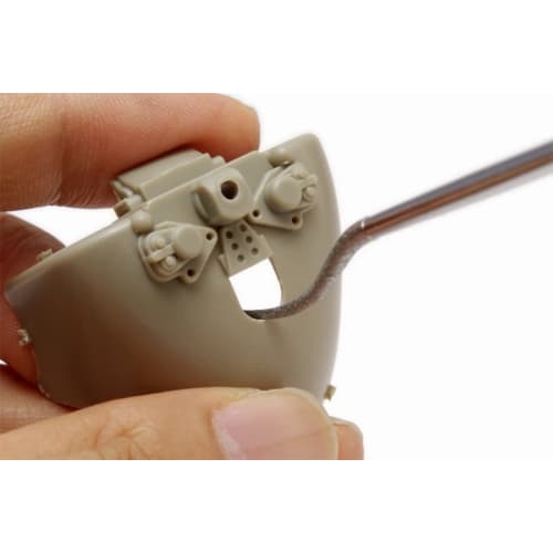 Wave Hobby Tool Series HG Special Shape Diamond File, Round/Bent Tip, Plastic Model Tool, HT-674, Grip: Red