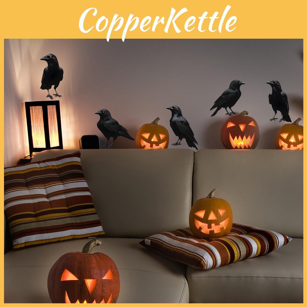 Halloween Themed Black Crow Glass Wall Sticker For Dining Room And Entryway