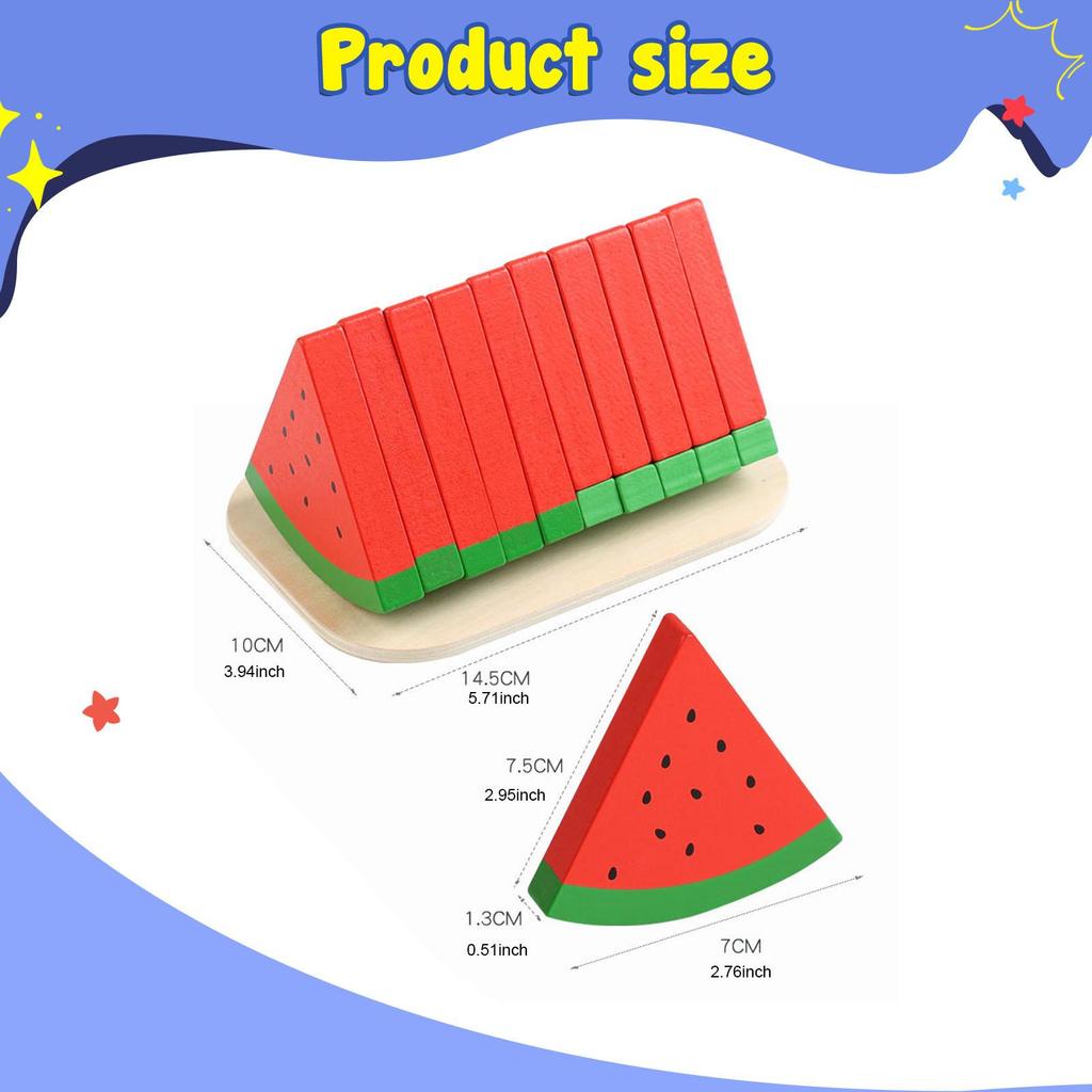 Wooden Watermelon Slices Playset for Kids - Home Kitchen Party Decor Pretend Play Educational Toy for Boys & Girls Summer Gift