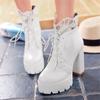 Fashion Shoes Women Motorcycle Boots Autumn Winter Ladies Boot 2026Stylish Lady Ankle Boots Lace-up High Heel Platforms Sexy Botas White