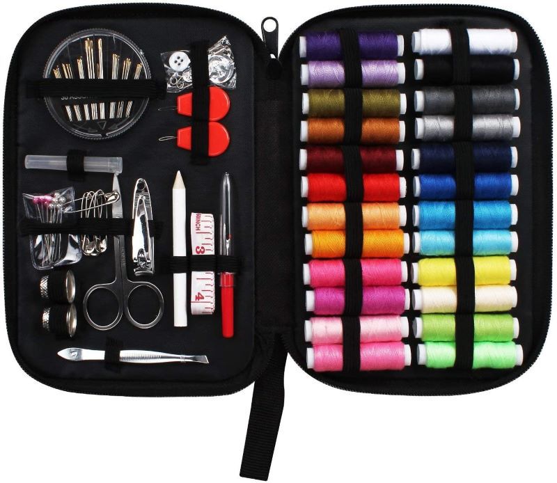 Sewing Kit, Portable Mini Sewing Kit for Beginner, Traveler and Emergency Clothing Fixes, DIY Sewing Supplies & Sewing Accessories with Black