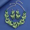 Европейский преувеличенный бабочка картина маслом горный хрусталь ожерелье серьги комплект подарок на день святого валентина